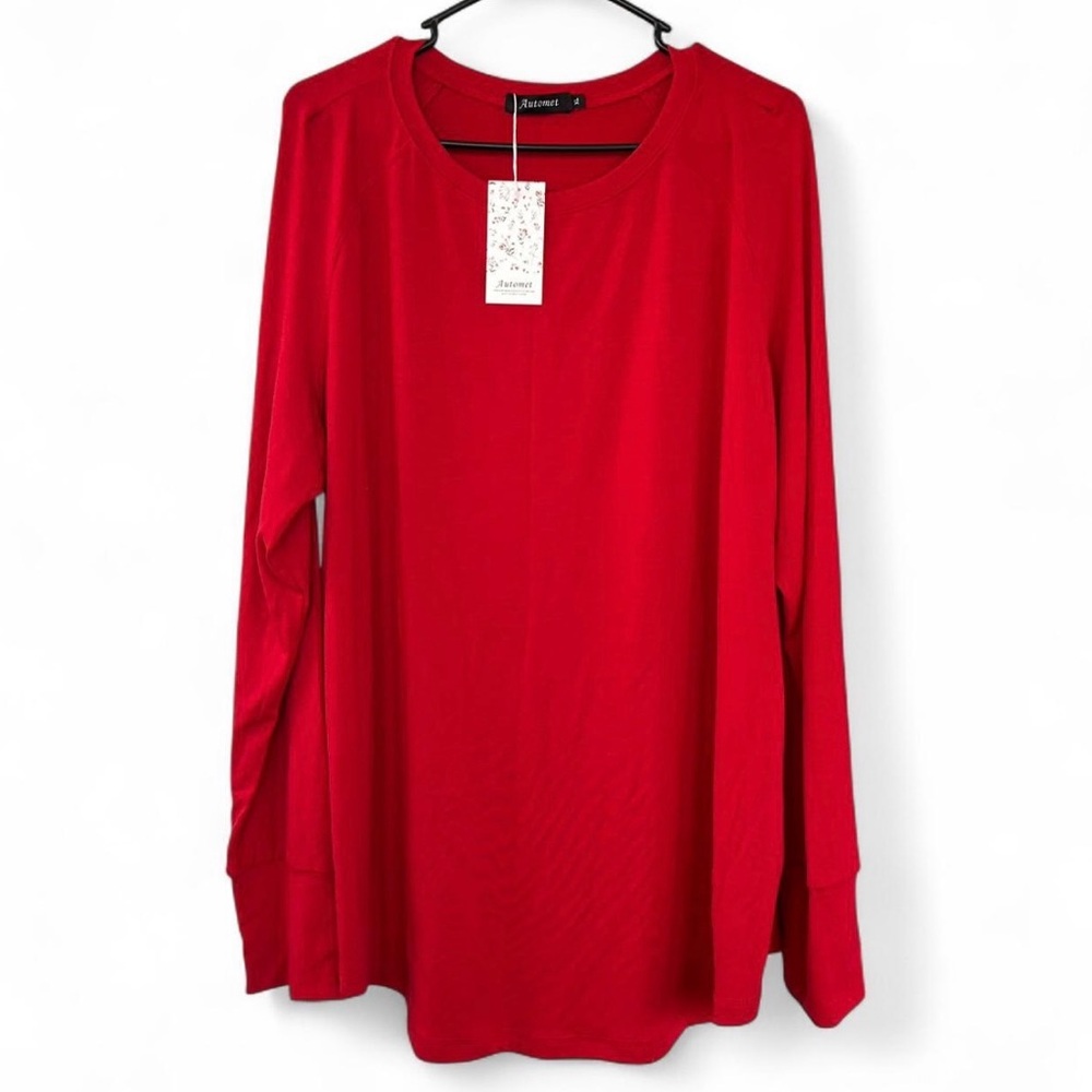 Elegant Red Long Sleeve Top